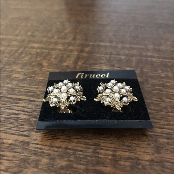 ✅ BARGAIN half price!!!! NWT Clip On EARRINGS vintage Firucci Faux Pearl - Picture 3 of 7